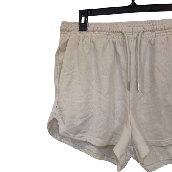 H&M Women's Ivory Cotton/Poly Knit Drawstring Sweatshorts w Pockets - Picture 6 of 9